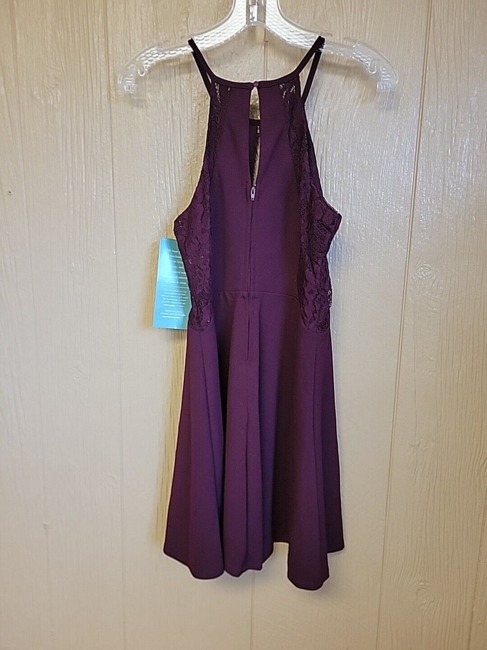 Speechless Party Dress Cocktail Wine Spaghetti Strap Lace Side sz 7 Zip Back